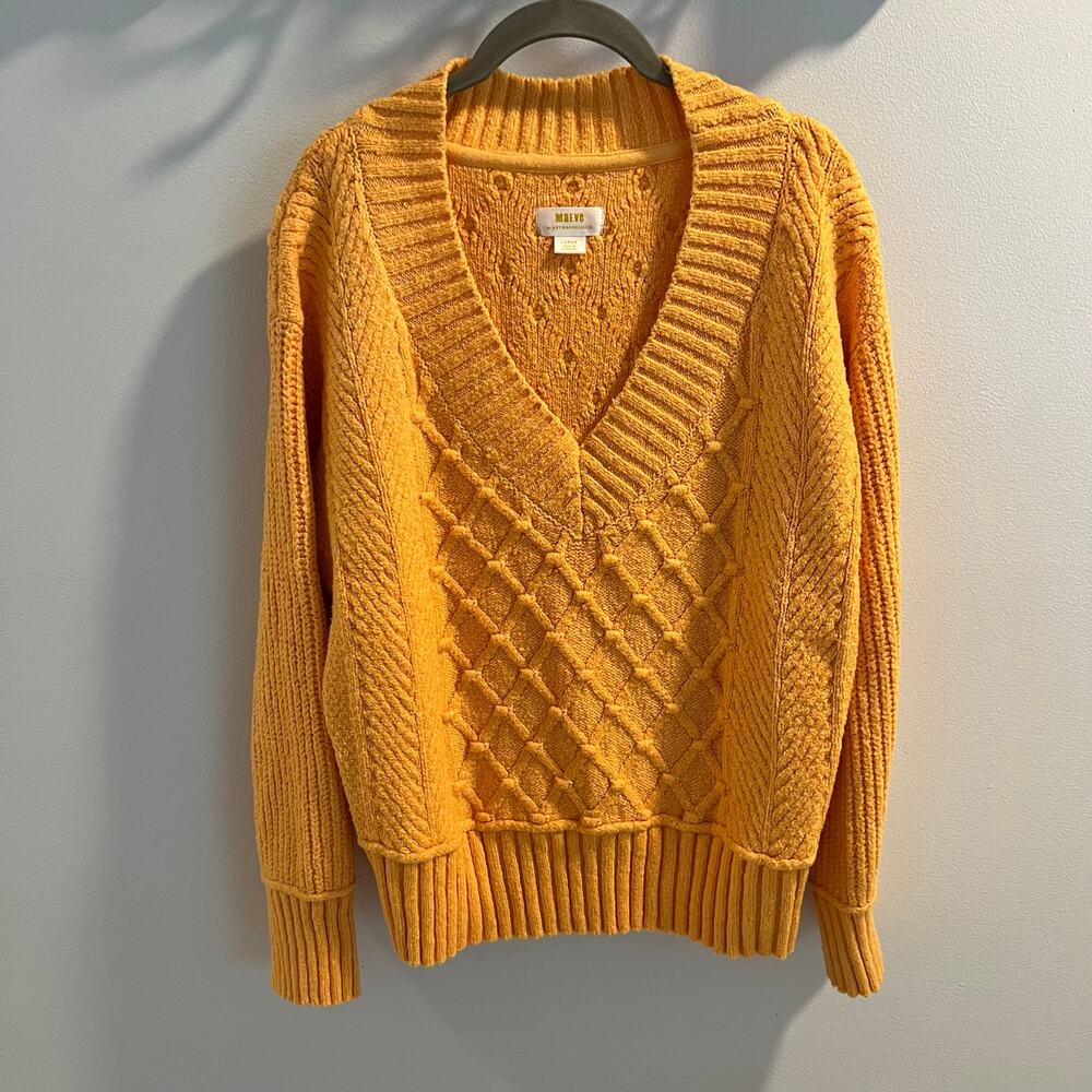 Maeve Anthropologie Marigold Yellow Tillie V-Neck Pullover Sweater Size L